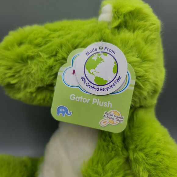 Spark Create Imagine 10" Gator Plush Rattle PolyBean Filled Plush Stuffed Animal - Picture 4 of 14